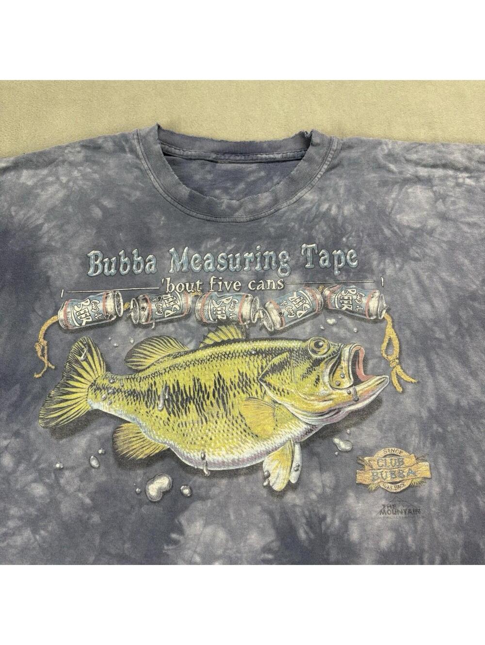 Vintage Bubba Measuring Tape Fishing Humor Joke T Shirt Size XL Tie Dye